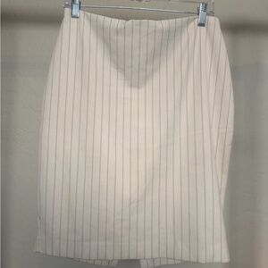 Express Cream Pencil Skirt with Pinstripes